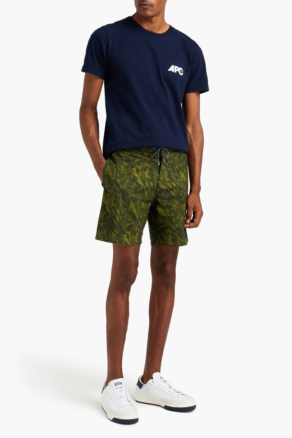A.P.C. Printed cotton drawstring shorts