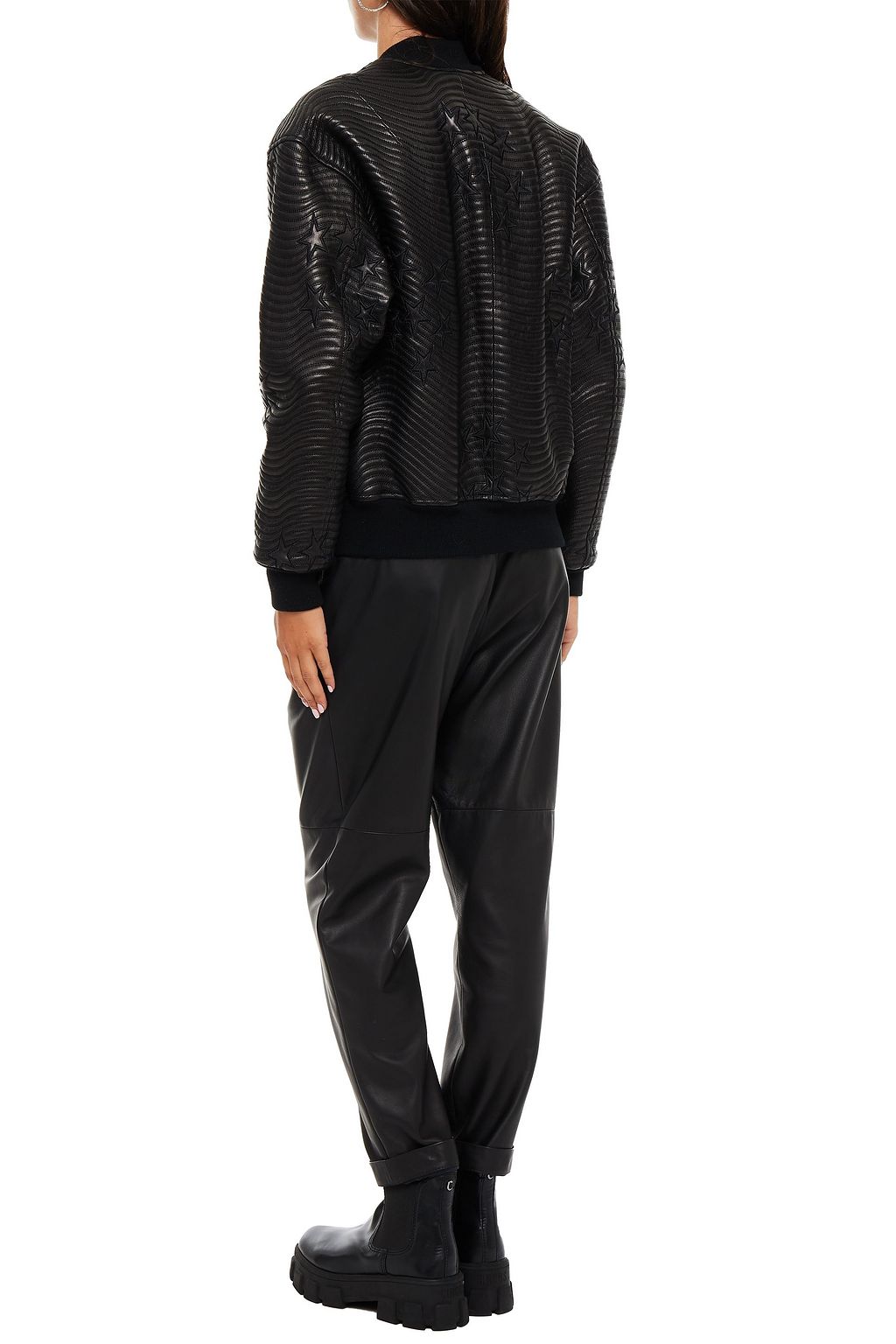 ALEXANDER WANG Embroidered quilted leather bomber jacket