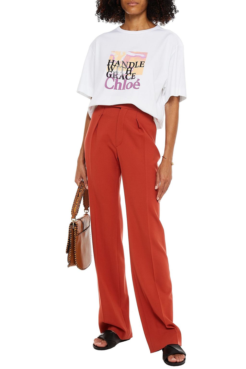 CHLOÉ Printed cotton-jersey T-shirt
