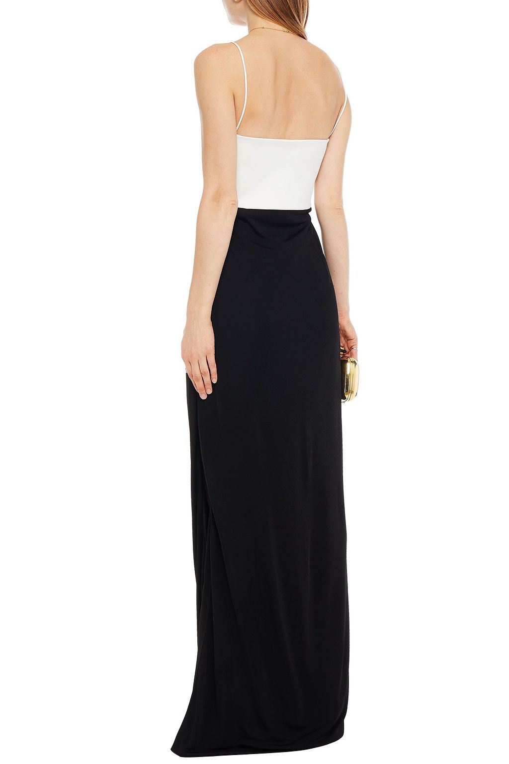 GALVAN  LONDON Satin-paneled two-tone jersey maxi dress