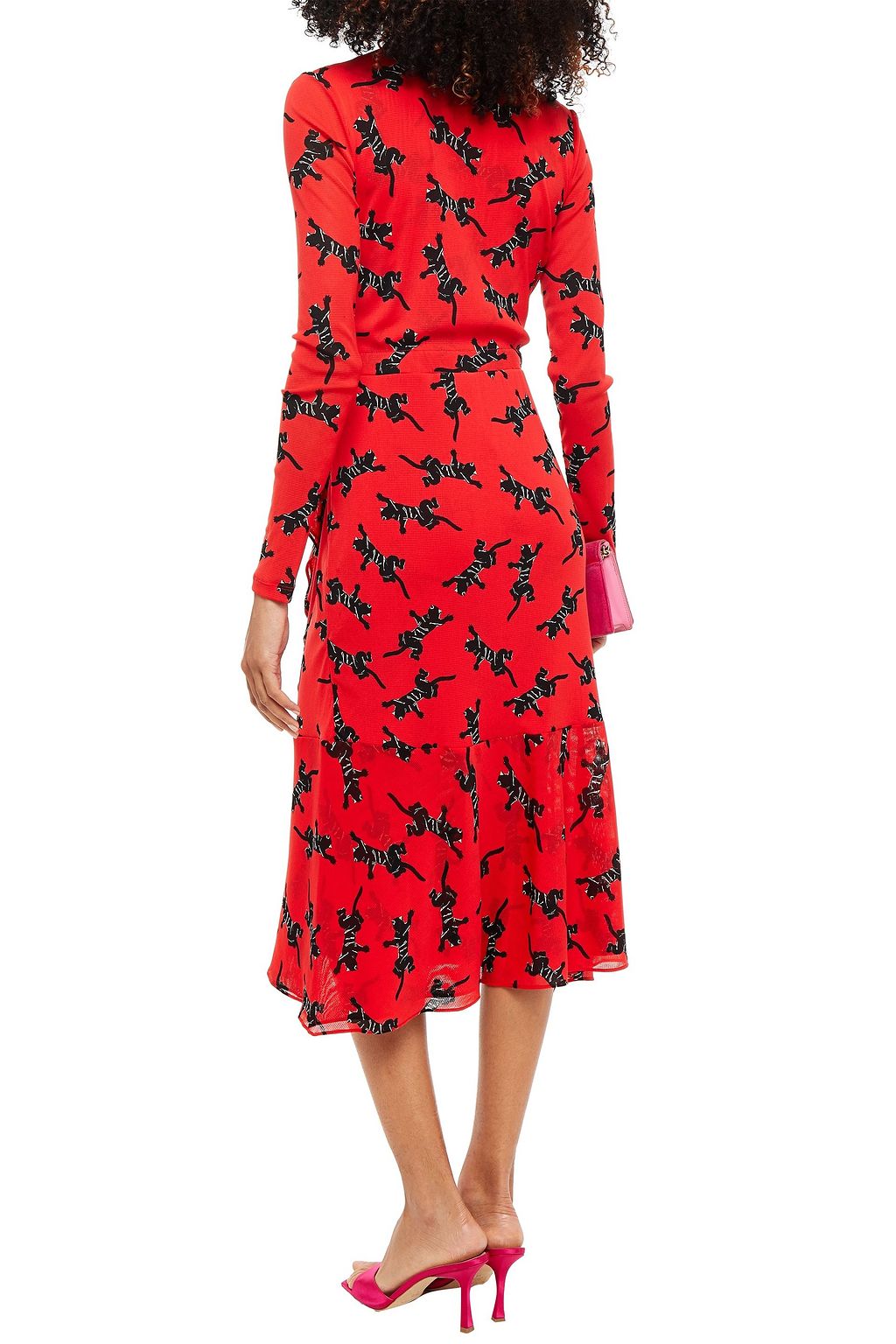 DIANE VON FURSTENBERG Wrap-effect printed mesh midi dress