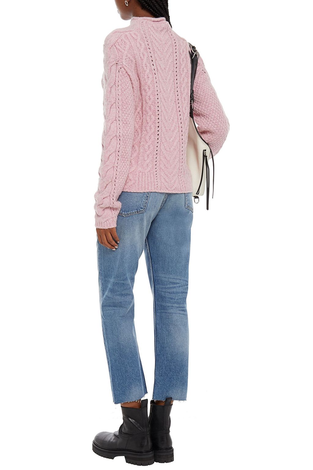 RAG & BONE Cropped distressed high-rise straight-leg jeans