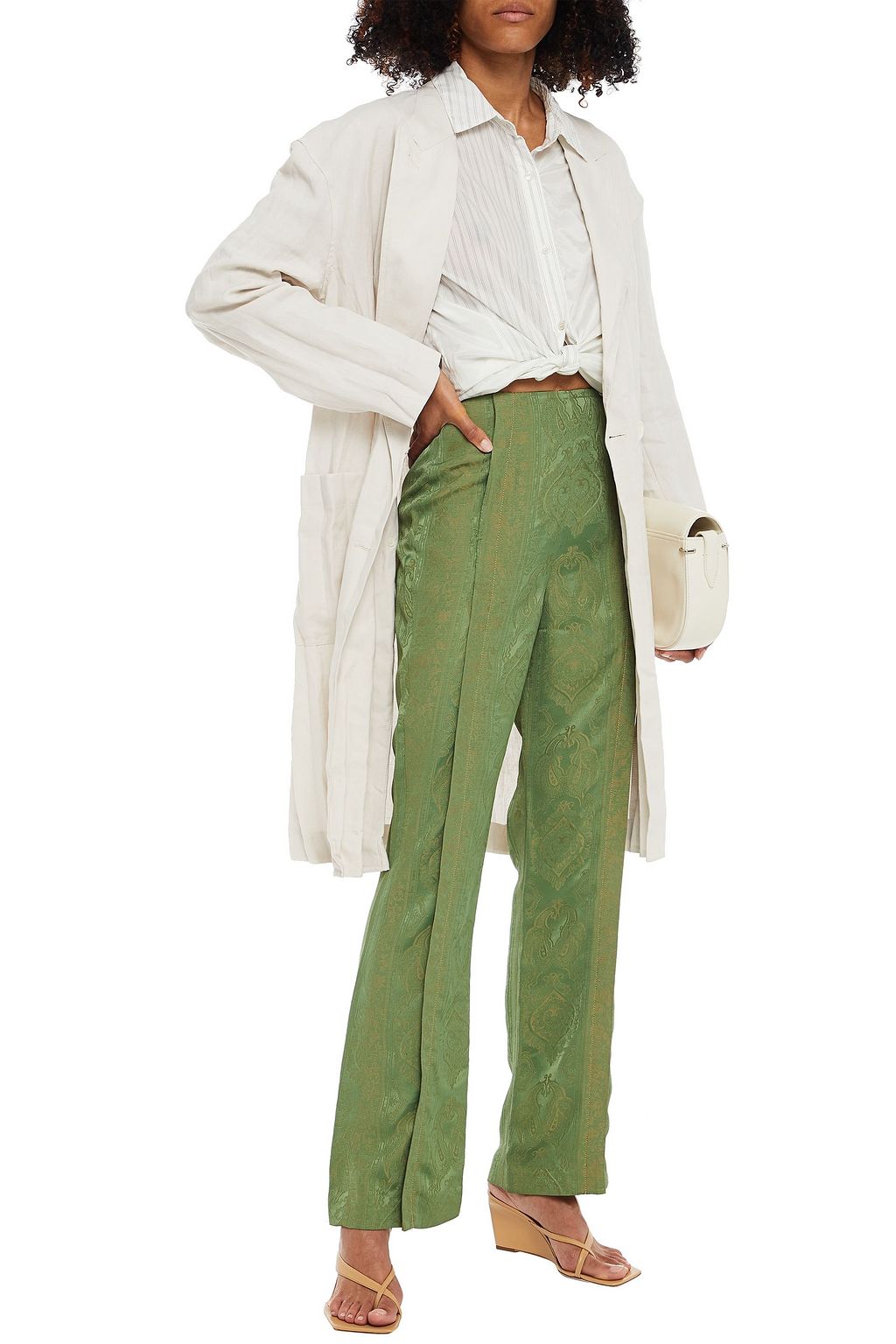ACNE STUDIOS Double-breasted plissé linen coat
