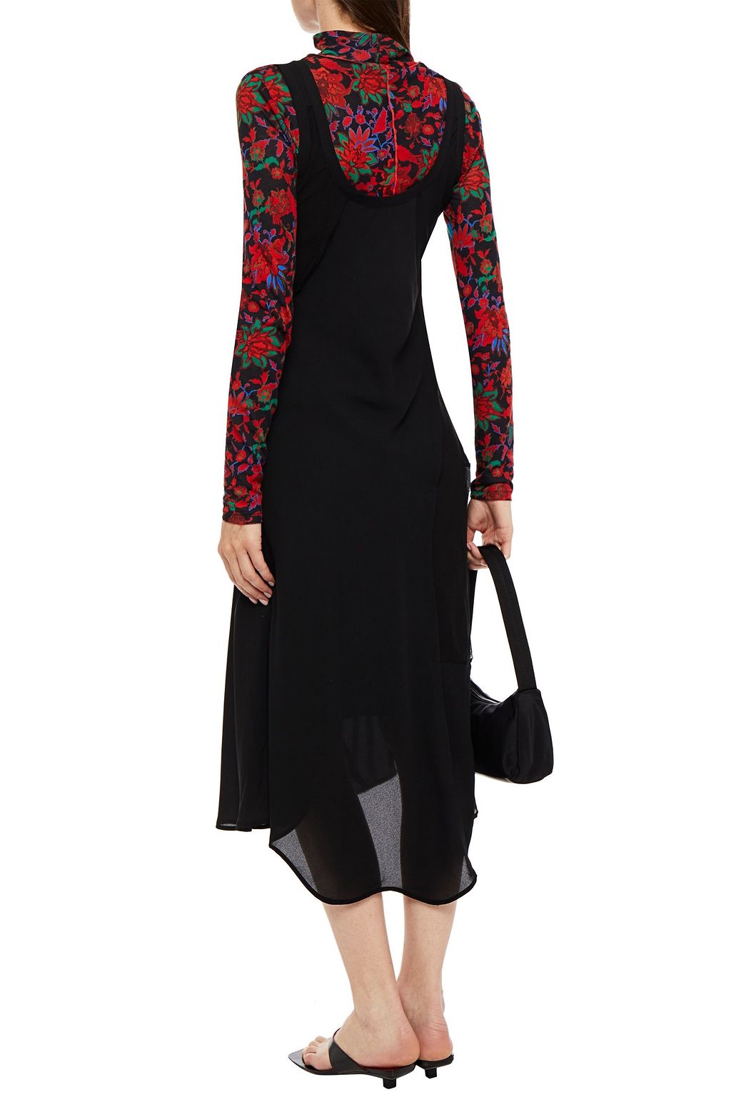 ACNE STUDIOS Patchwork crepe de chine, cotton-voile and georgette midi dress