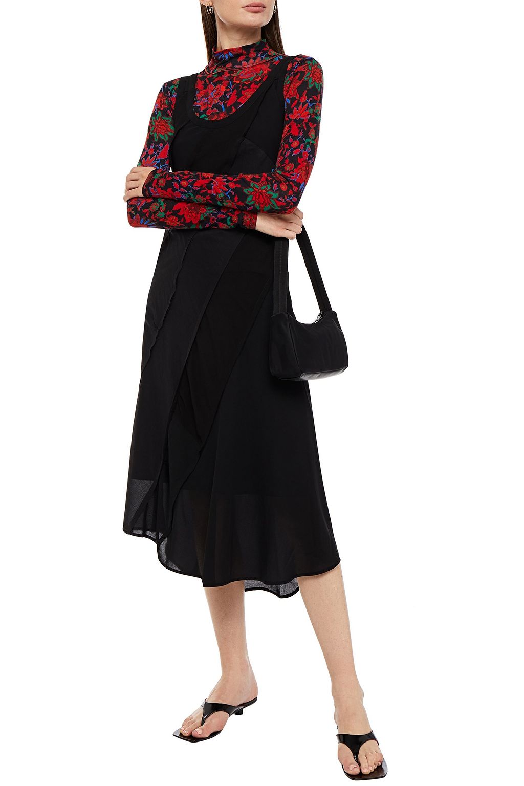 ACNE STUDIOS Patchwork crepe de chine, cotton-voile and georgette midi dress