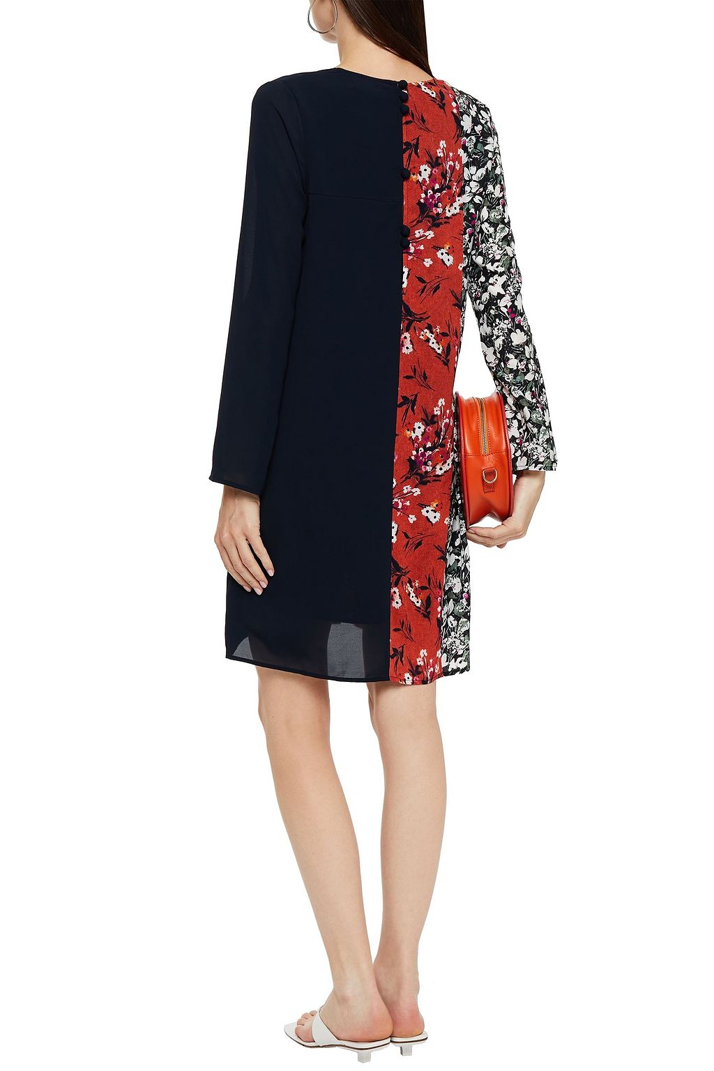 ACNE STUDIOS Crepe-paneled printed voile dress