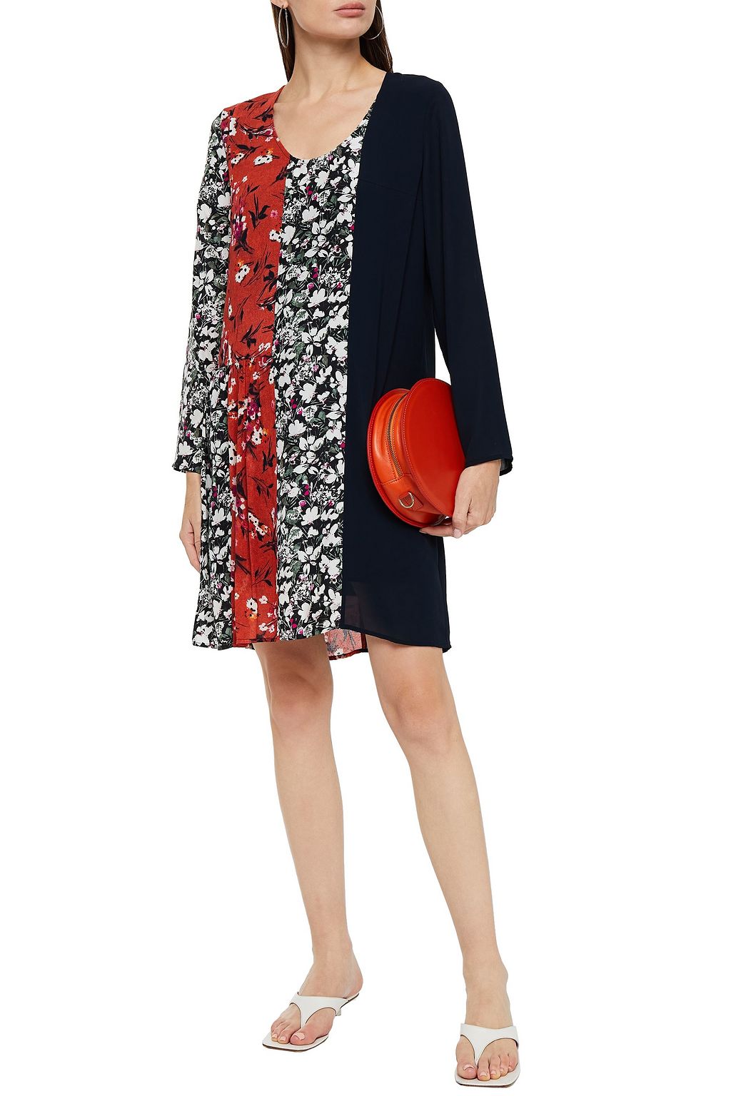 ACNE STUDIOS Crepe-paneled printed voile dress