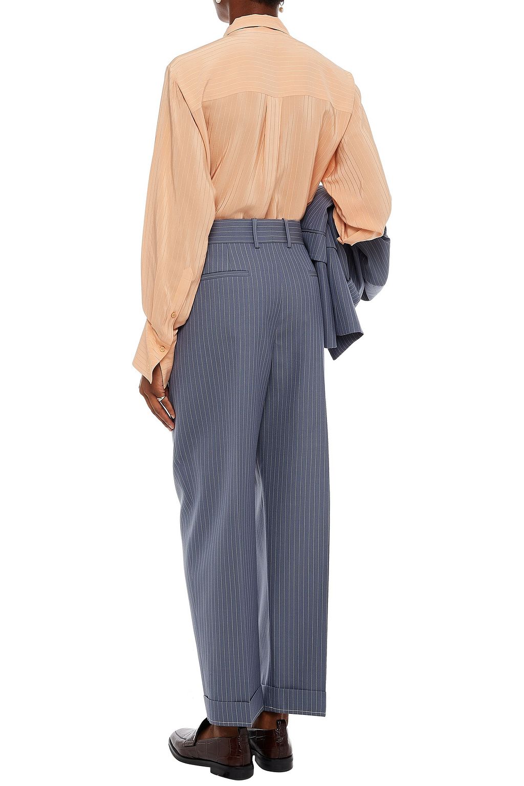 CHLOÉ Gestreifte Bluse aus glänzendem Seiden-Jacquard