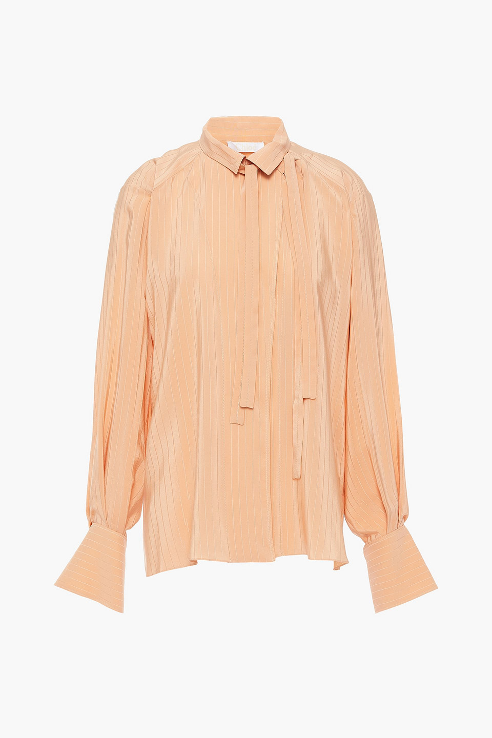 Chloé Striped Silk-satin Jacquard Blouse In Orange