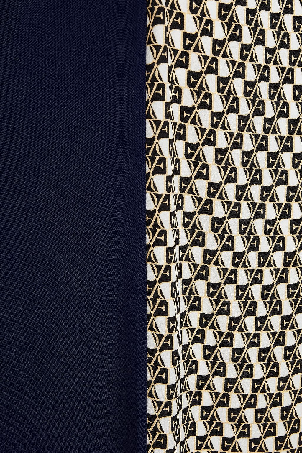 DIANE VON FURSTENBERG Paneled printed silk crepe de chine and crepe midi dress
