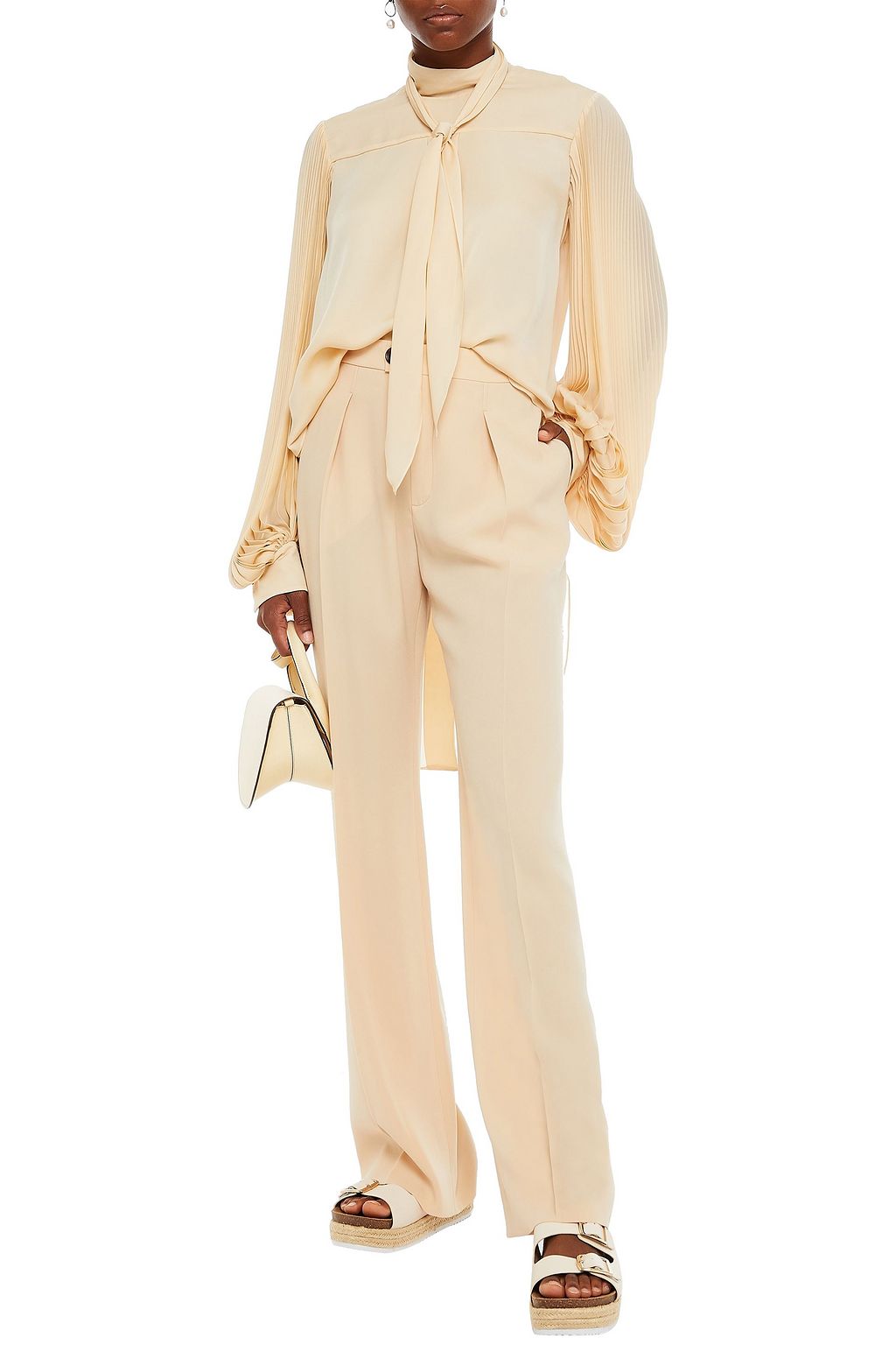 CHLOÉ Pleated silk crepe de chine blouse