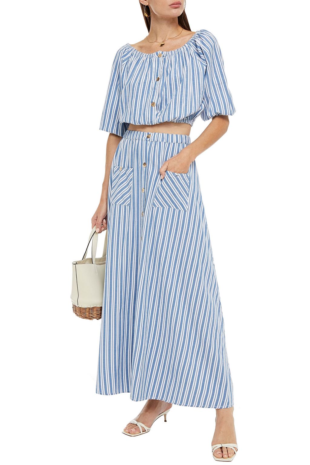 MELISSA ODABASH Kelly striped cotton maxi skirt