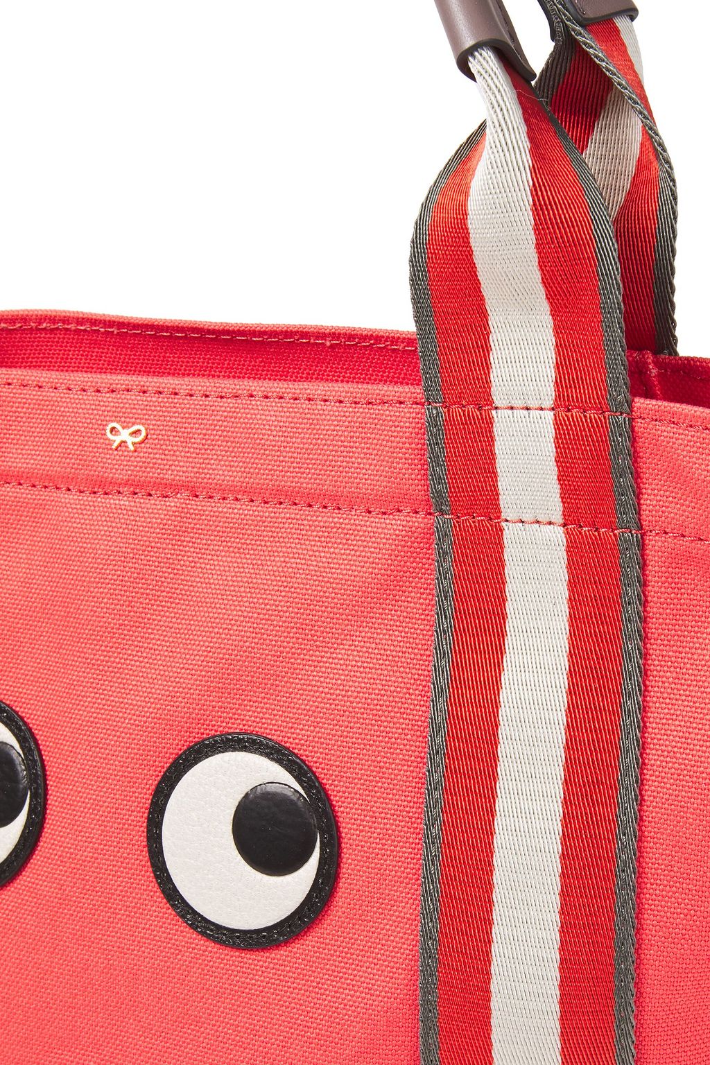 ANYA HINDMARCH Leather-trimmed appliquéd striped canvas tote