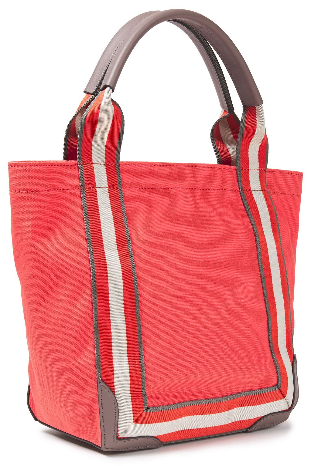 ANYA HINDMARCH Leather-trimmed appliquéd striped canvas tote