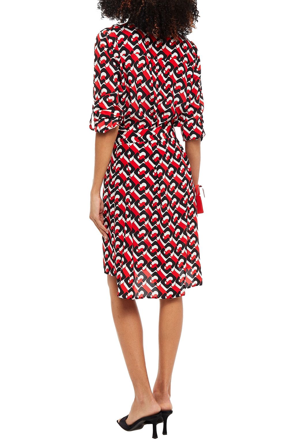 DIANE VON FURSTENBERG Belted printed silk crepe de chine shirt dress