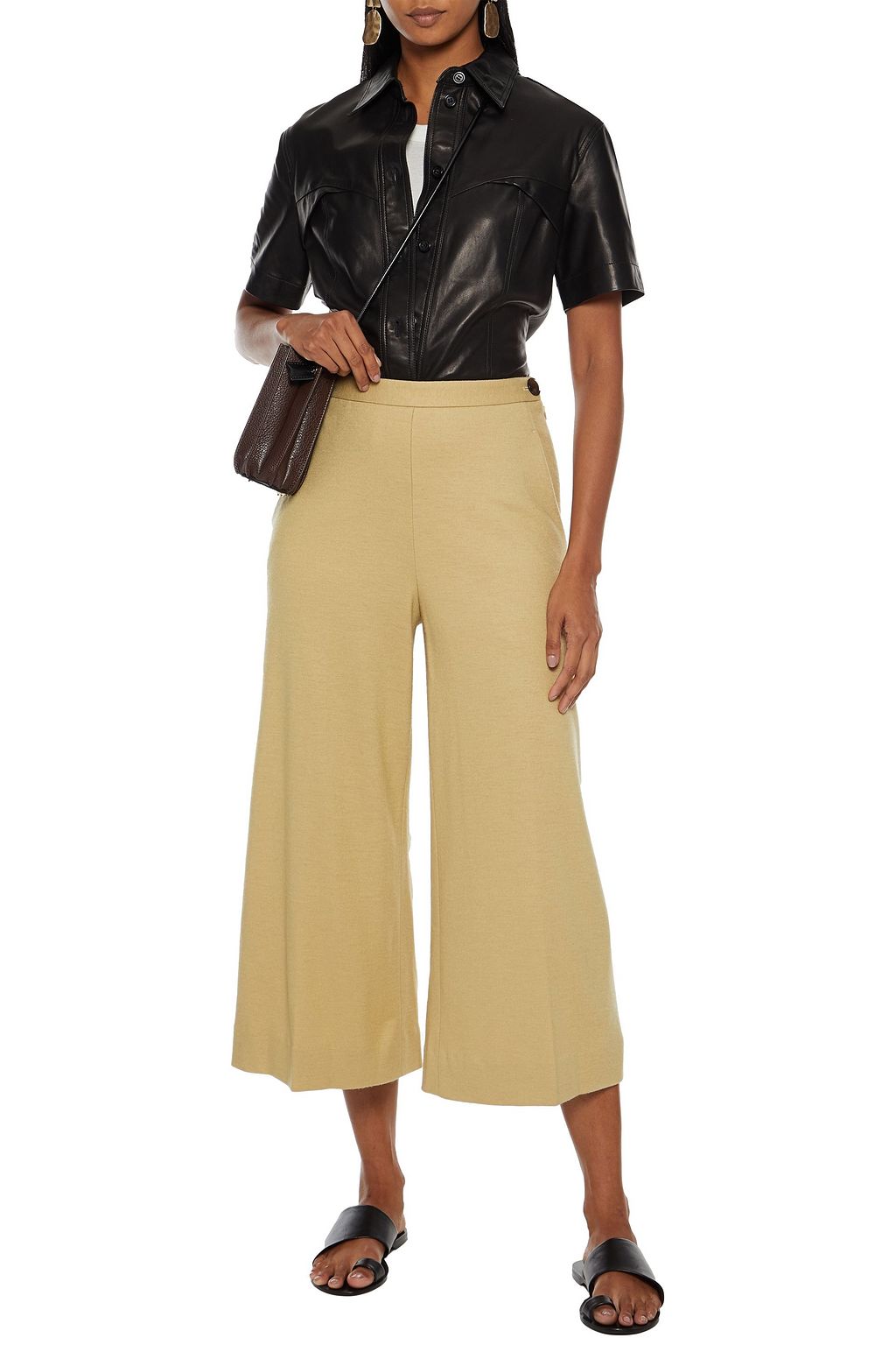 VINCE. Wool-blend felt culottes