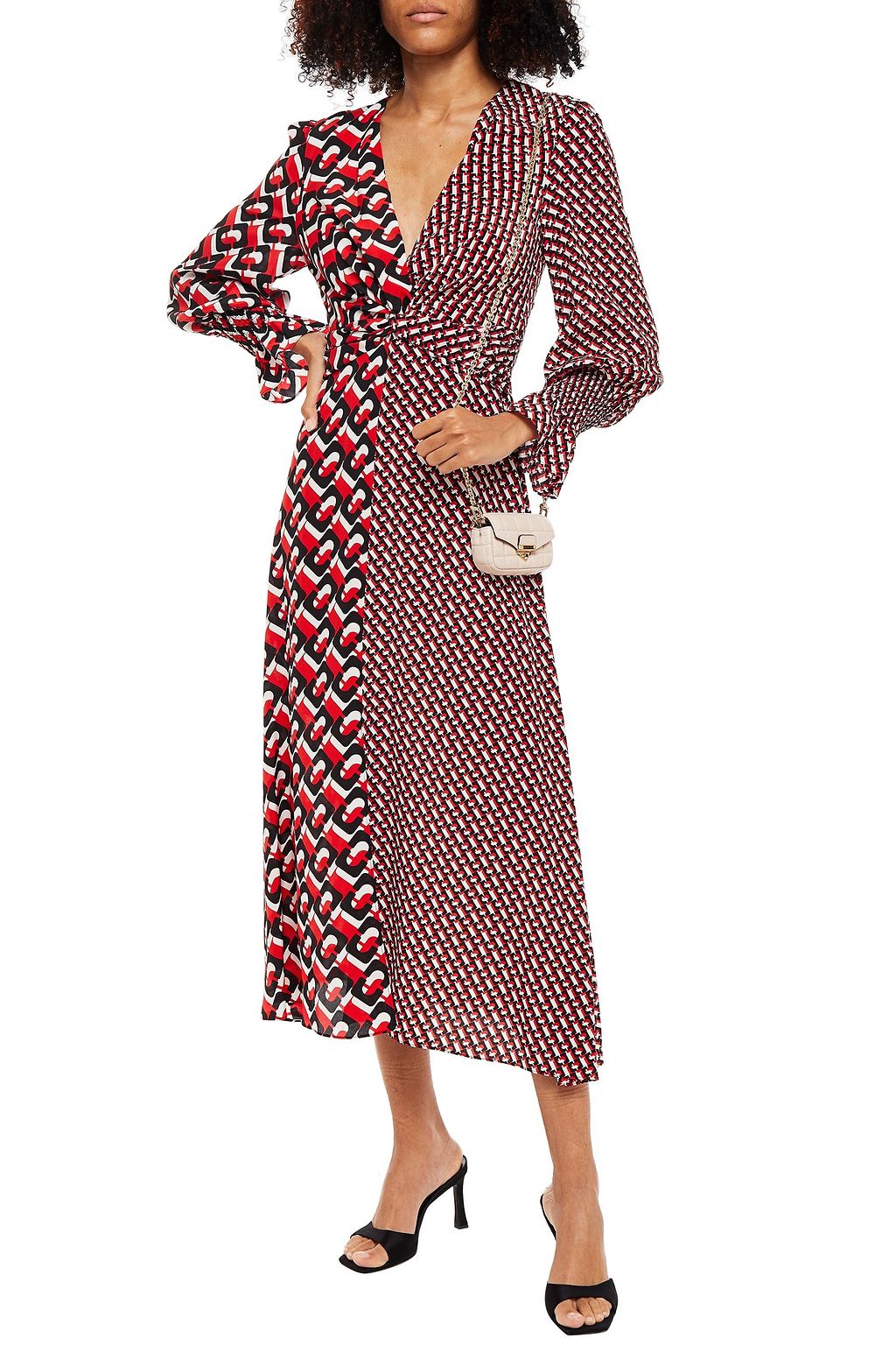 DIANE VON FURSTENBERG Knotted printed silk crepe de chine midi dress