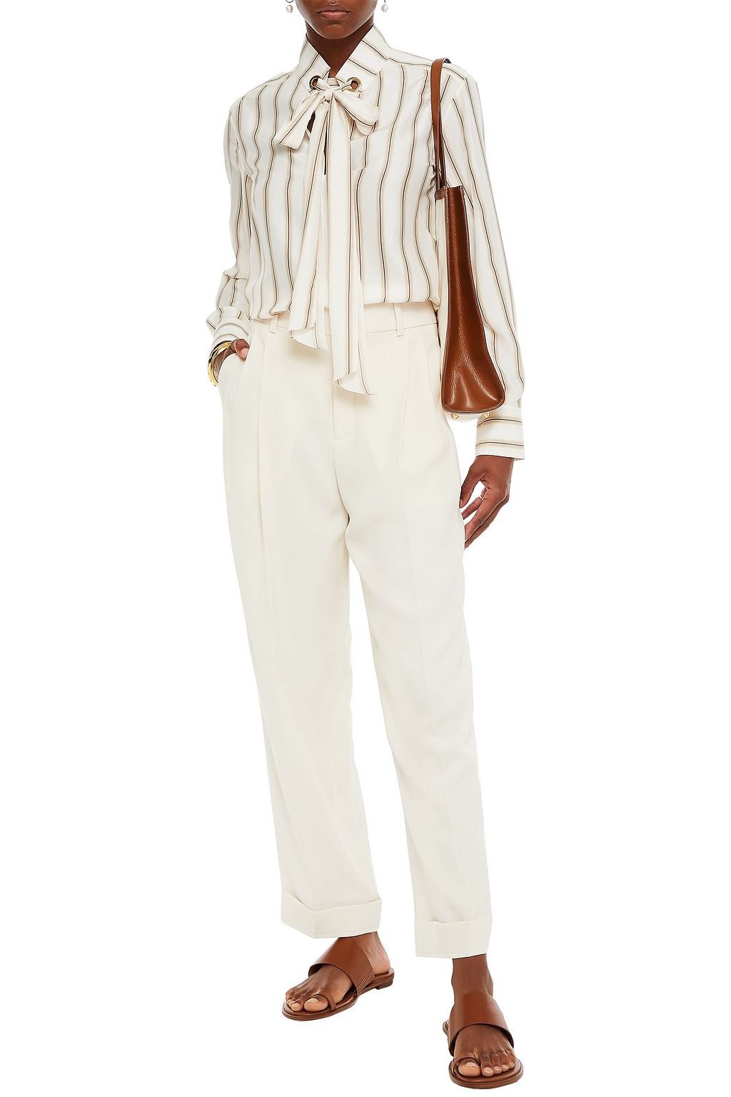 CHLOÉ Tie-neck striped silk blouse