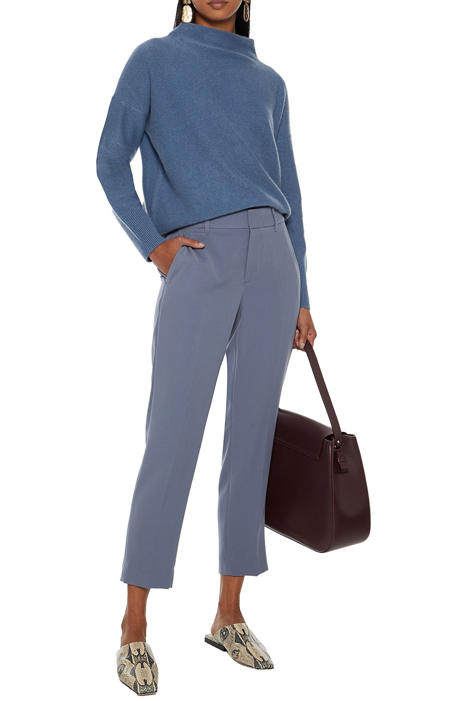 Vince High Waist Cigarette Pants In Slate Blue
