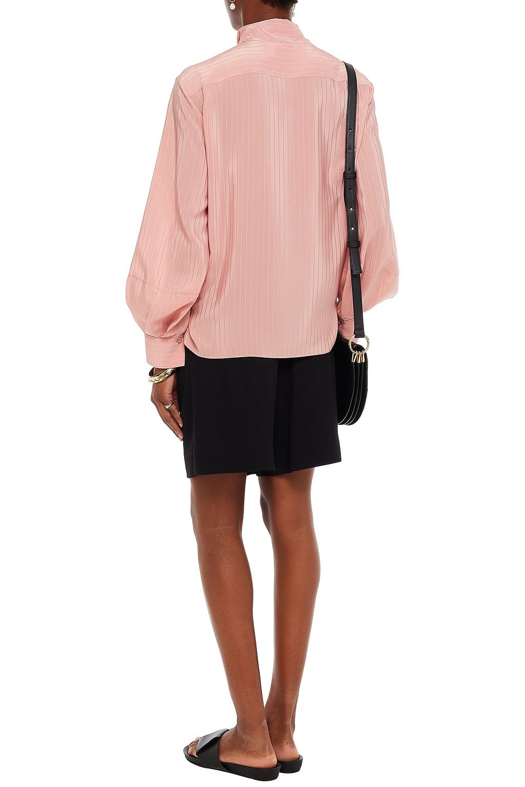 CHLOÉ Pussy-bow striped silk-satin jacquard blouse