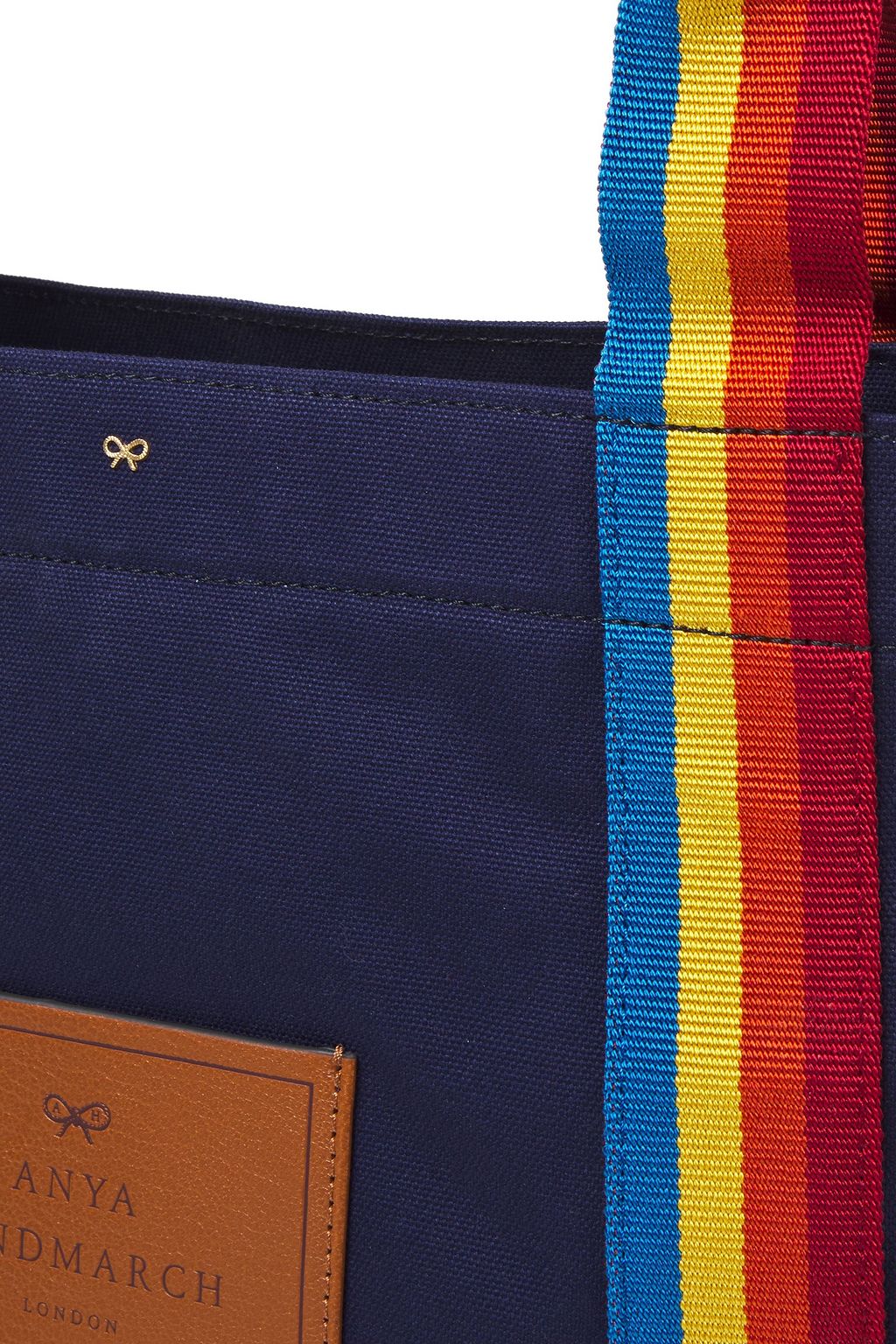 ANYA HINDMARCH Leather-trimmed striped canvas tote