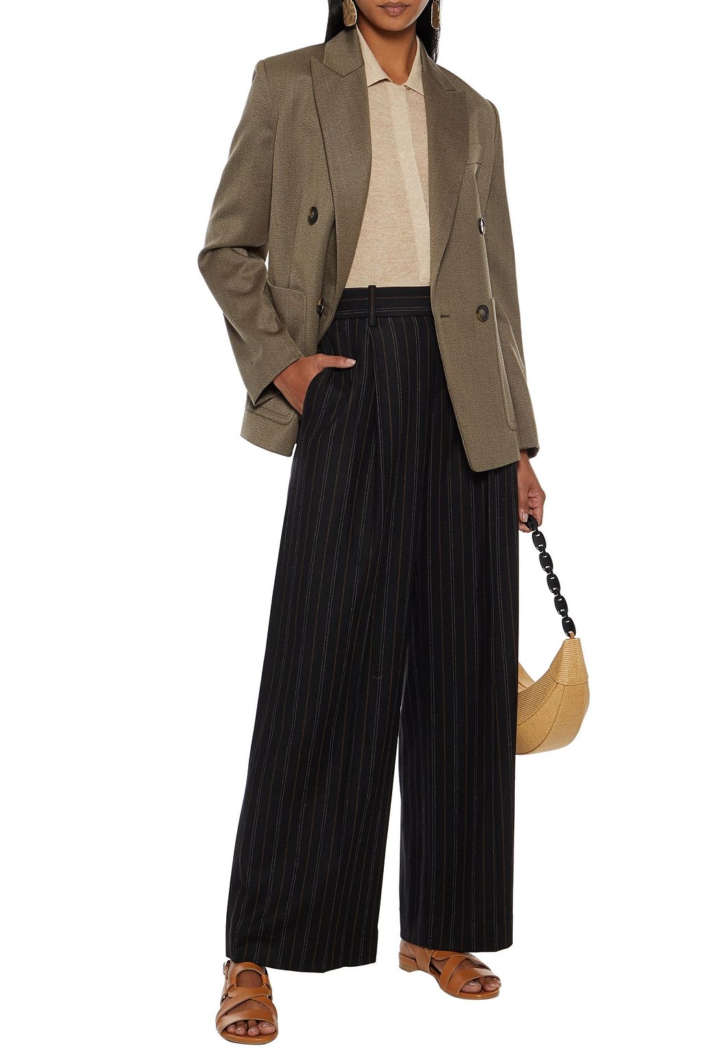 VINCE. Double-breasted wool-blend twill blazer