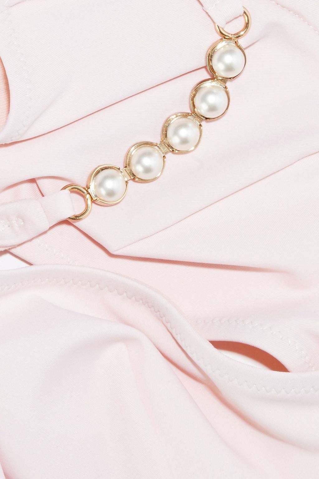 STELLA MCCARTNEY Faux pearl-embellished underwired bikini top