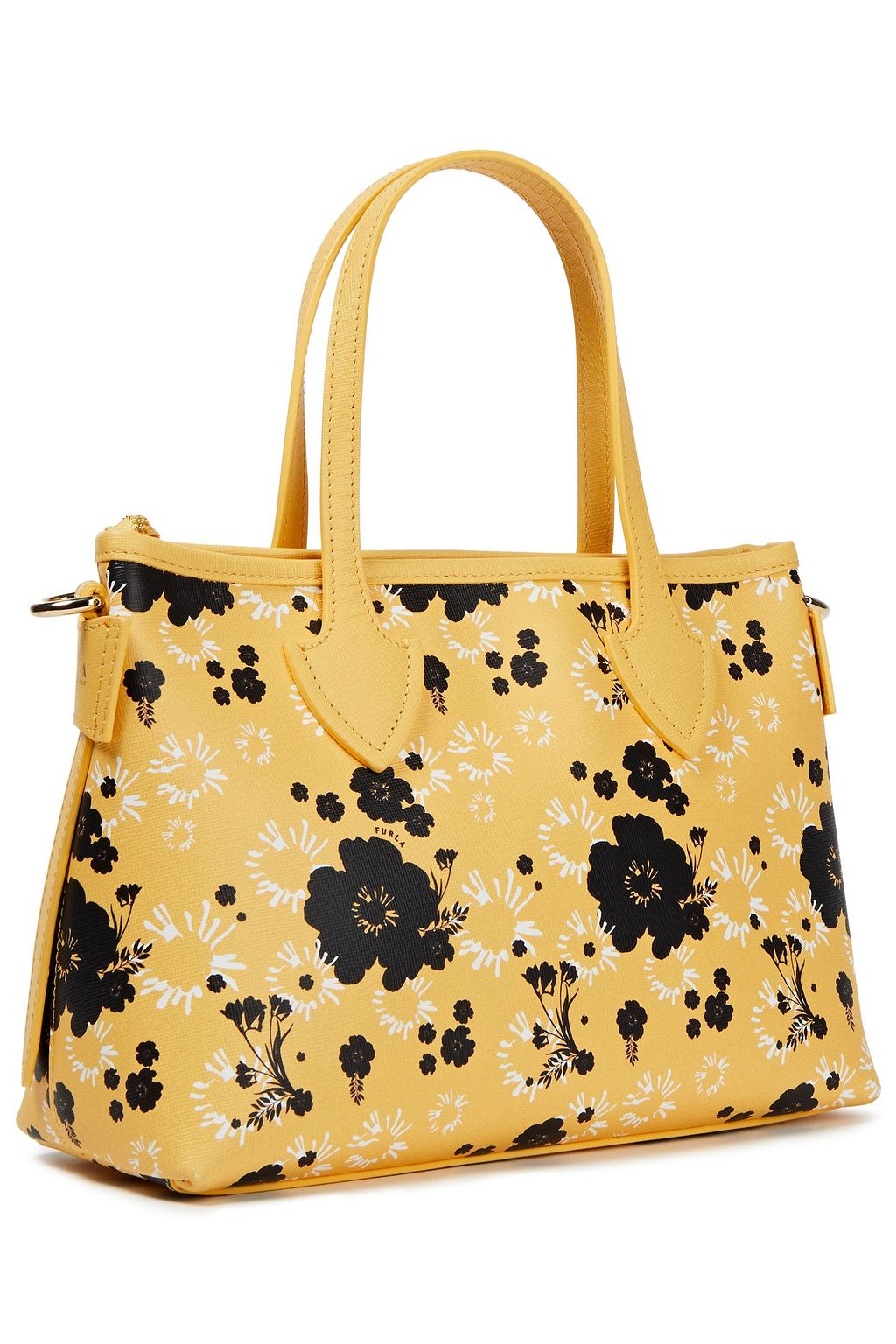 FURLA Floral-print textured-leather tote