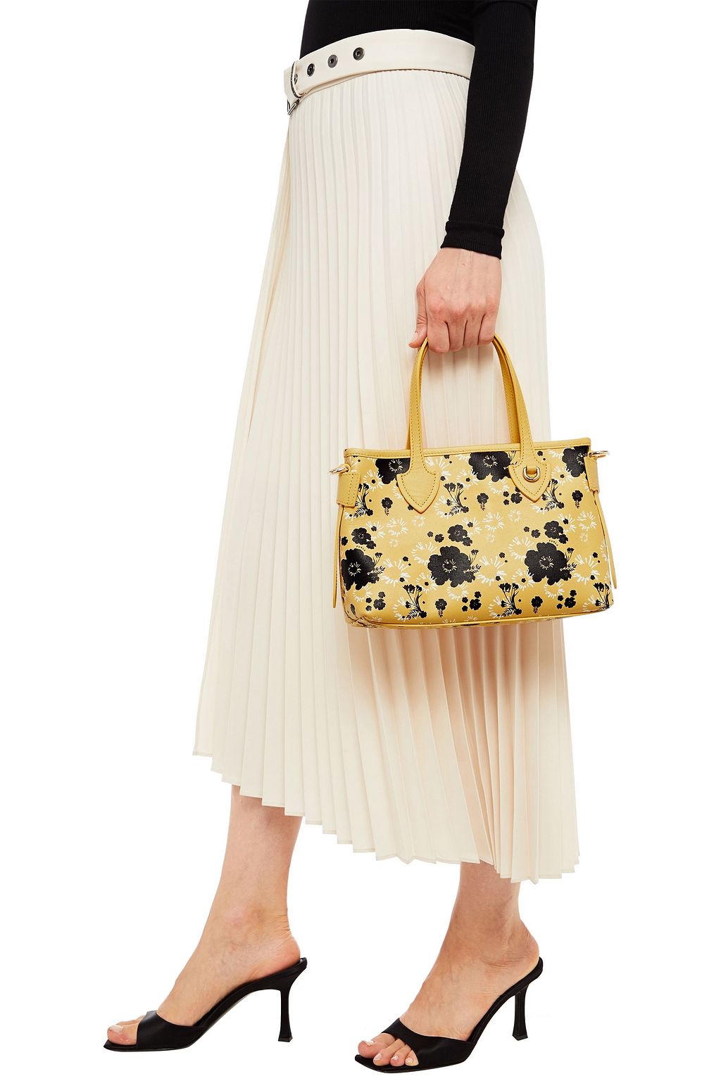 FURLA Floral-print textured-leather tote