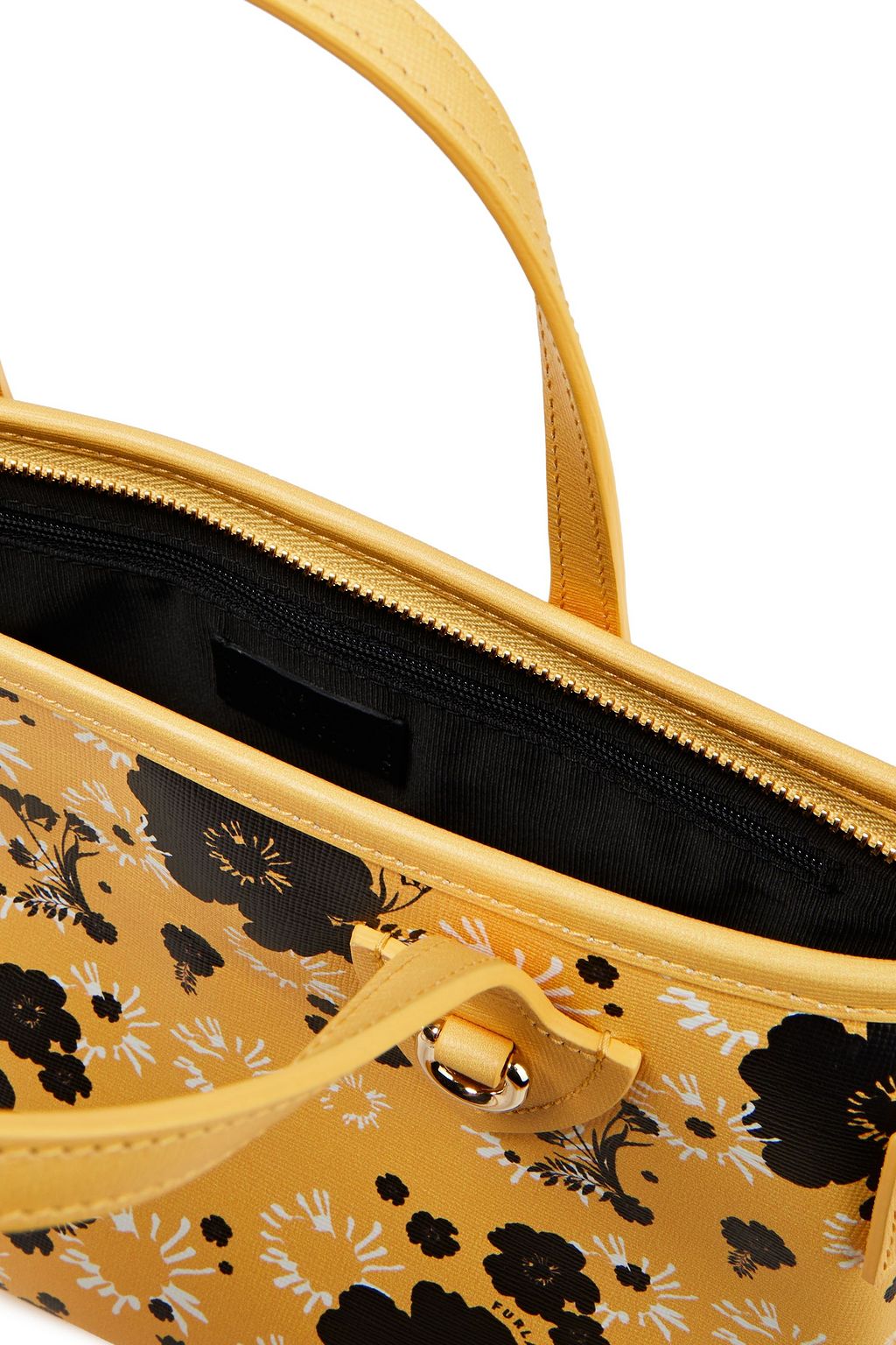 FURLA Floral-print textured-leather tote
