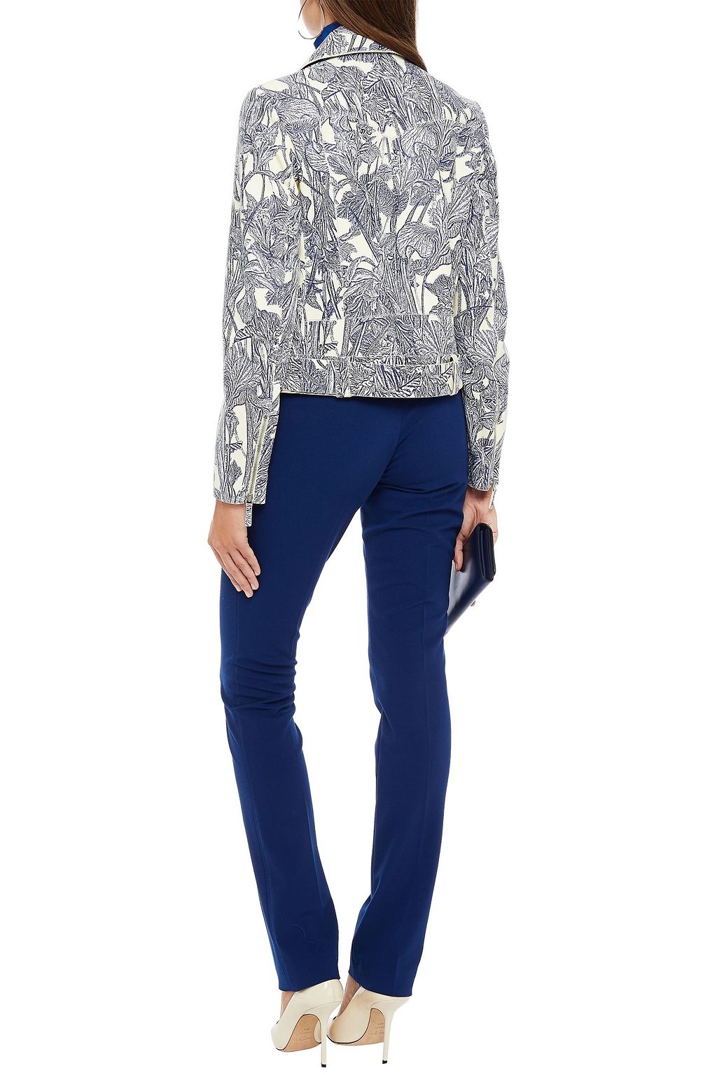 ROBERTO CAVALLI Floral-print leather biker jacket