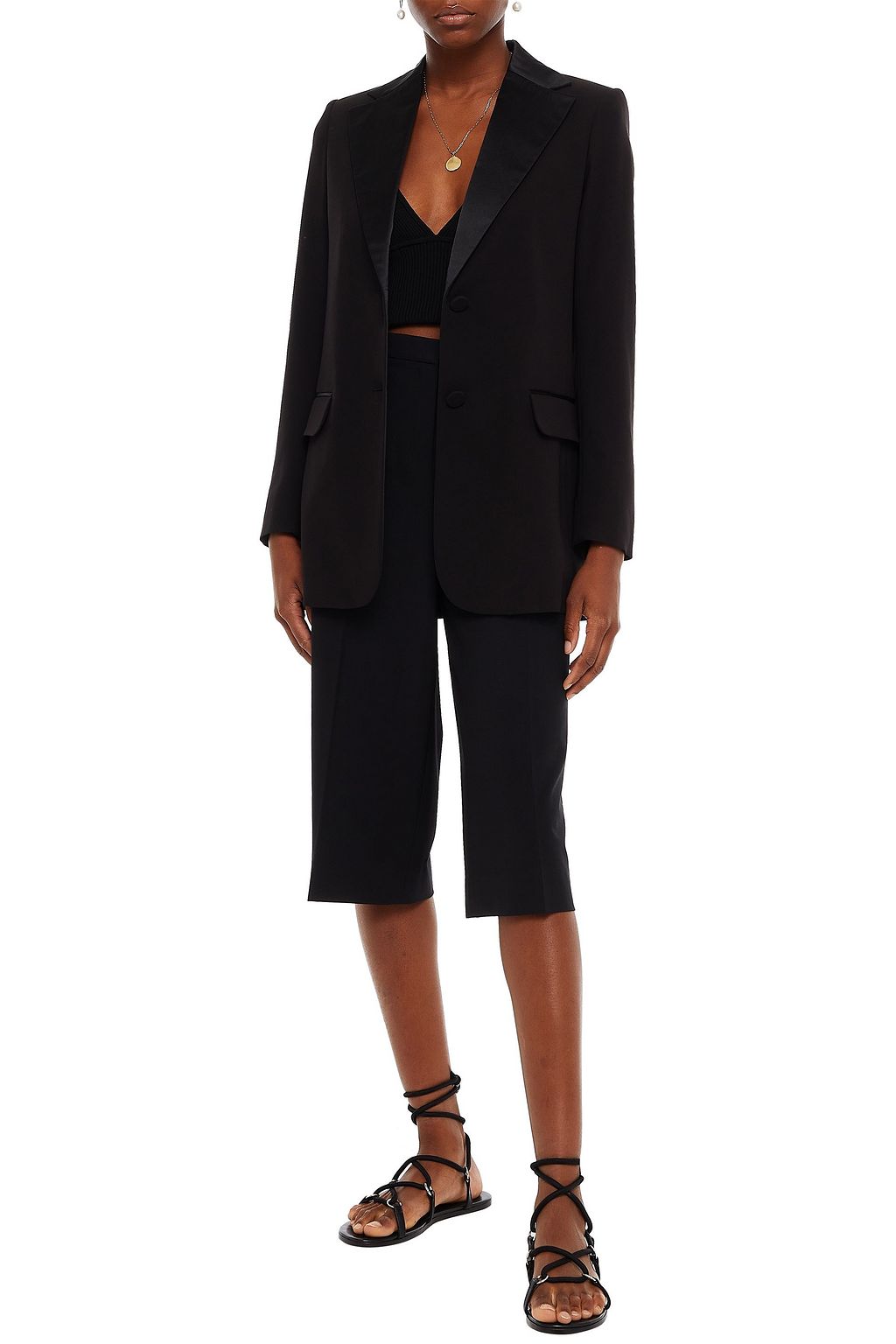 CHLOÉ Satin-trimmed crepe blazer