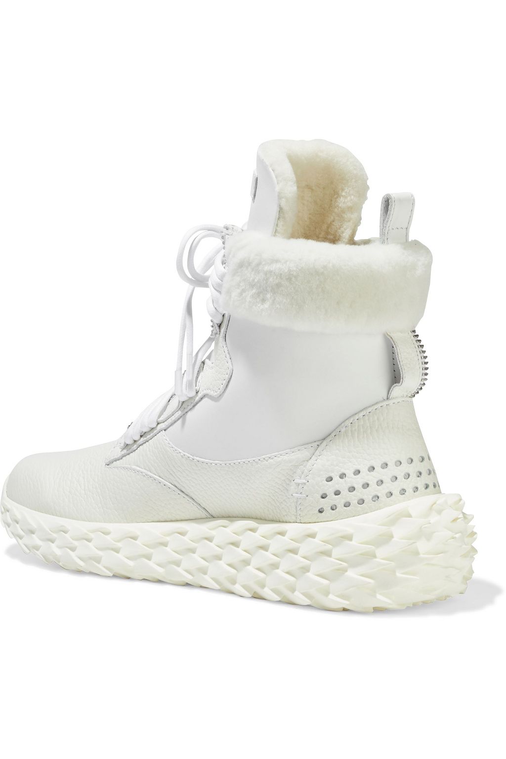 GIUSEPPE ZANOTTI Urchin shearling-trimmed smooth and textured-leather high-top sneakers