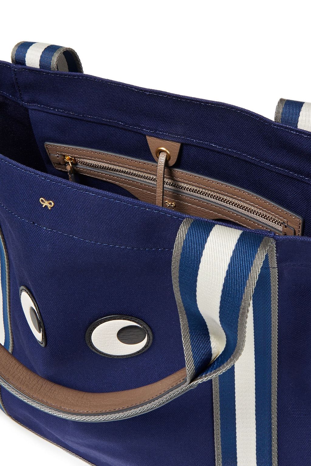 ANYA HINDMARCH Appliquéd striped cotton-canvas tote