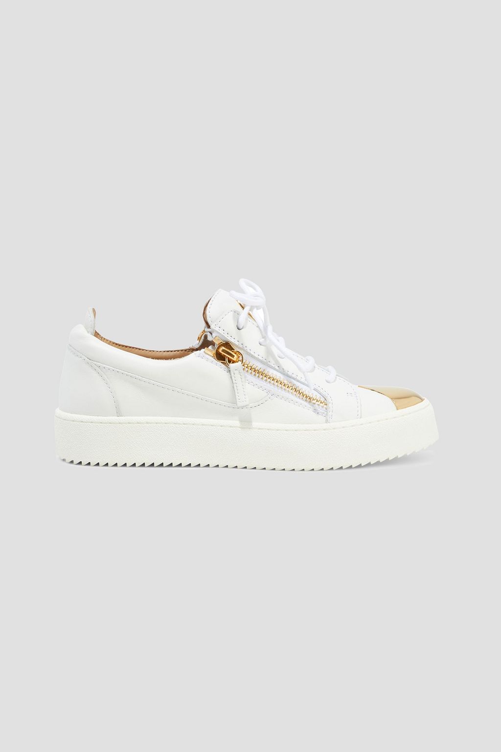 White Frankie zip-detailed embellished leather sneakers | Sale up to 70%  off | THE OUTNET | GIUSEPPE ZANOTTI | THE OUTNET