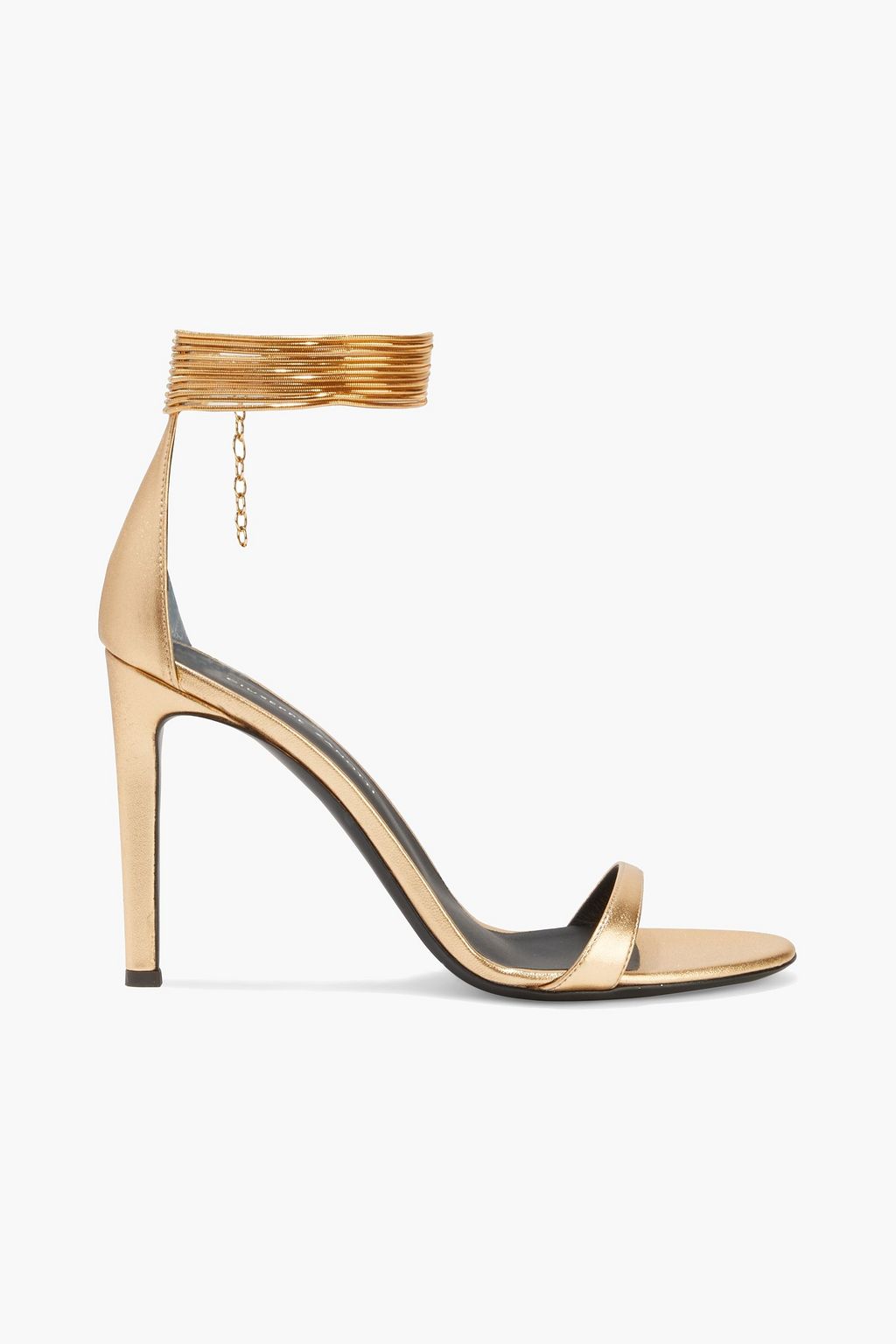 Gold Kay chain-trimmed metallic leather sandals | up to 70% off | THE OUTNET | GIUSEPPE ZANOTTI | THE OUTNET