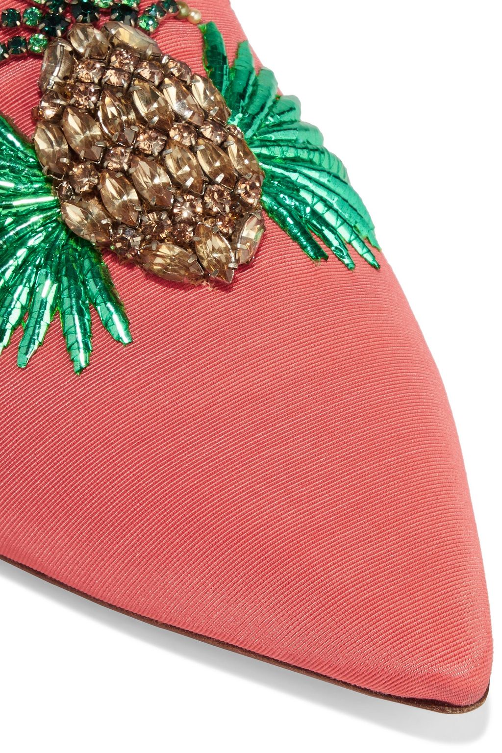 AQUAZZURA Embellished faille slippers