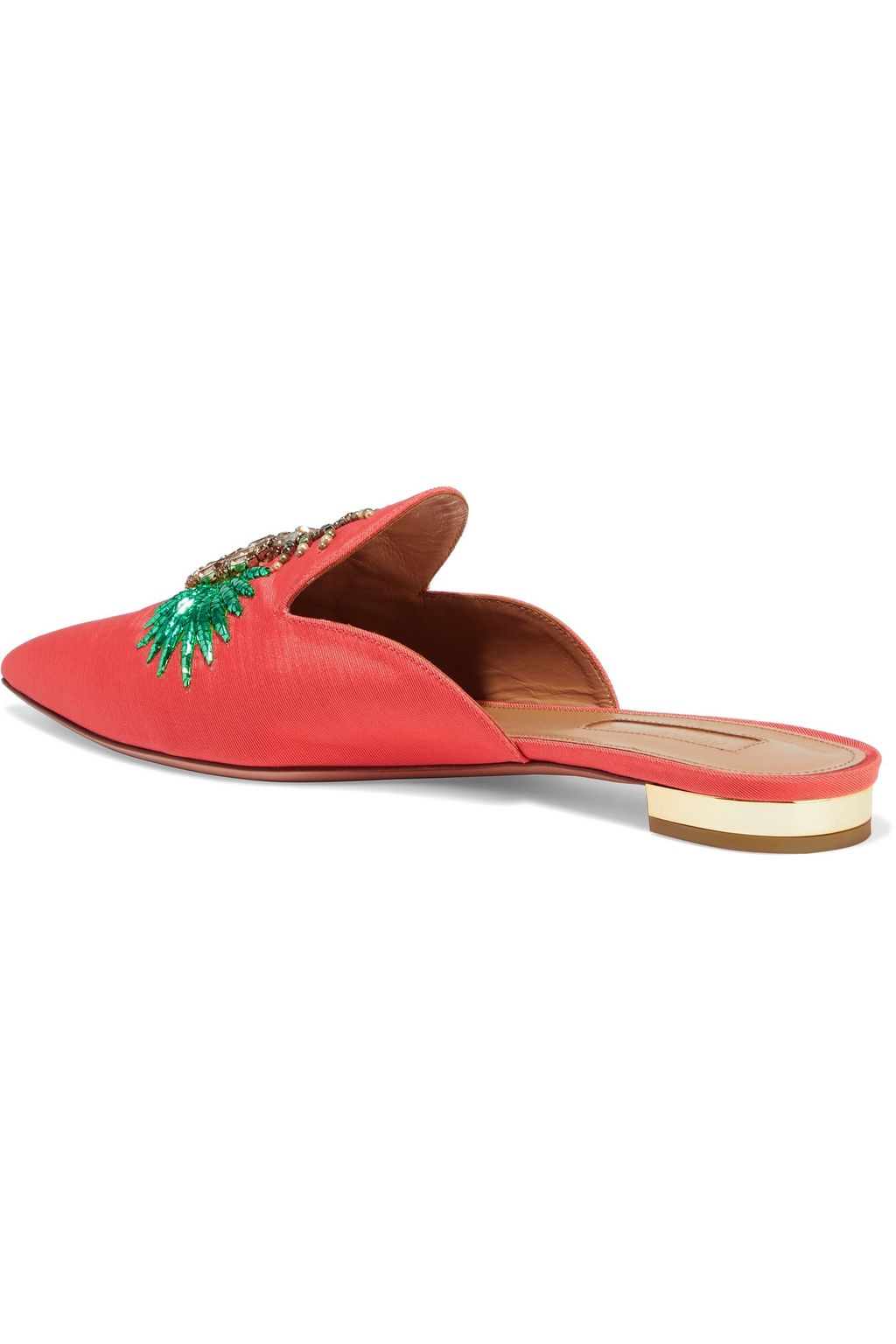 AQUAZZURA Embellished faille slippers