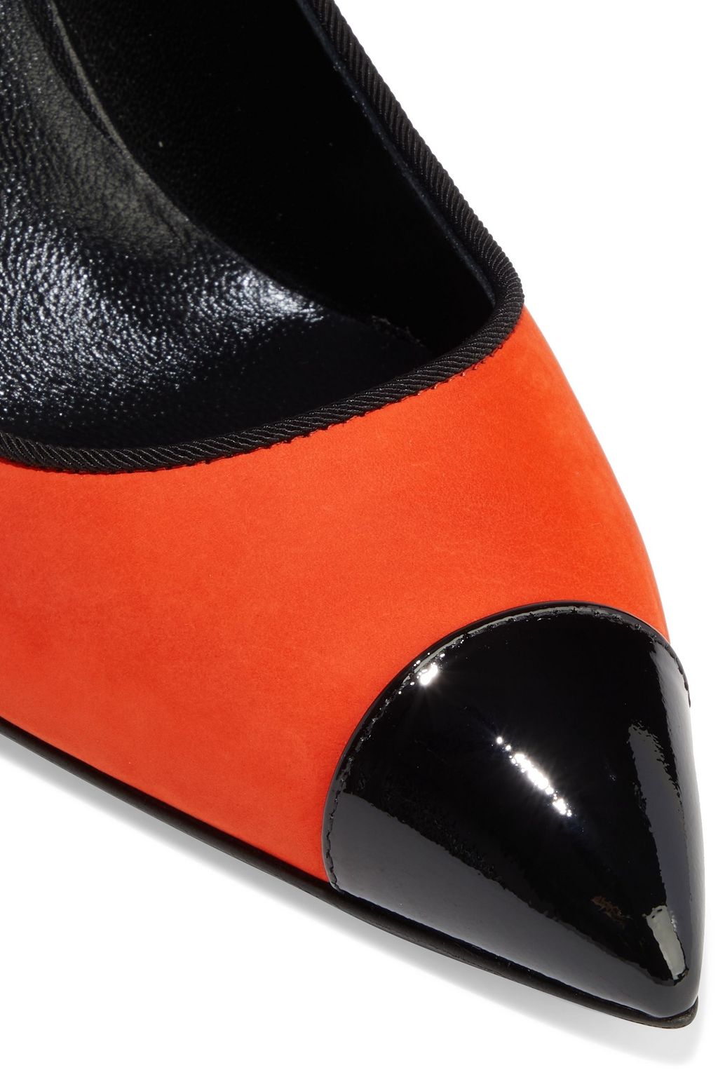 GIUSEPPE ZANOTTI Lucrezia 90 patent leather-trimmed suede pumps