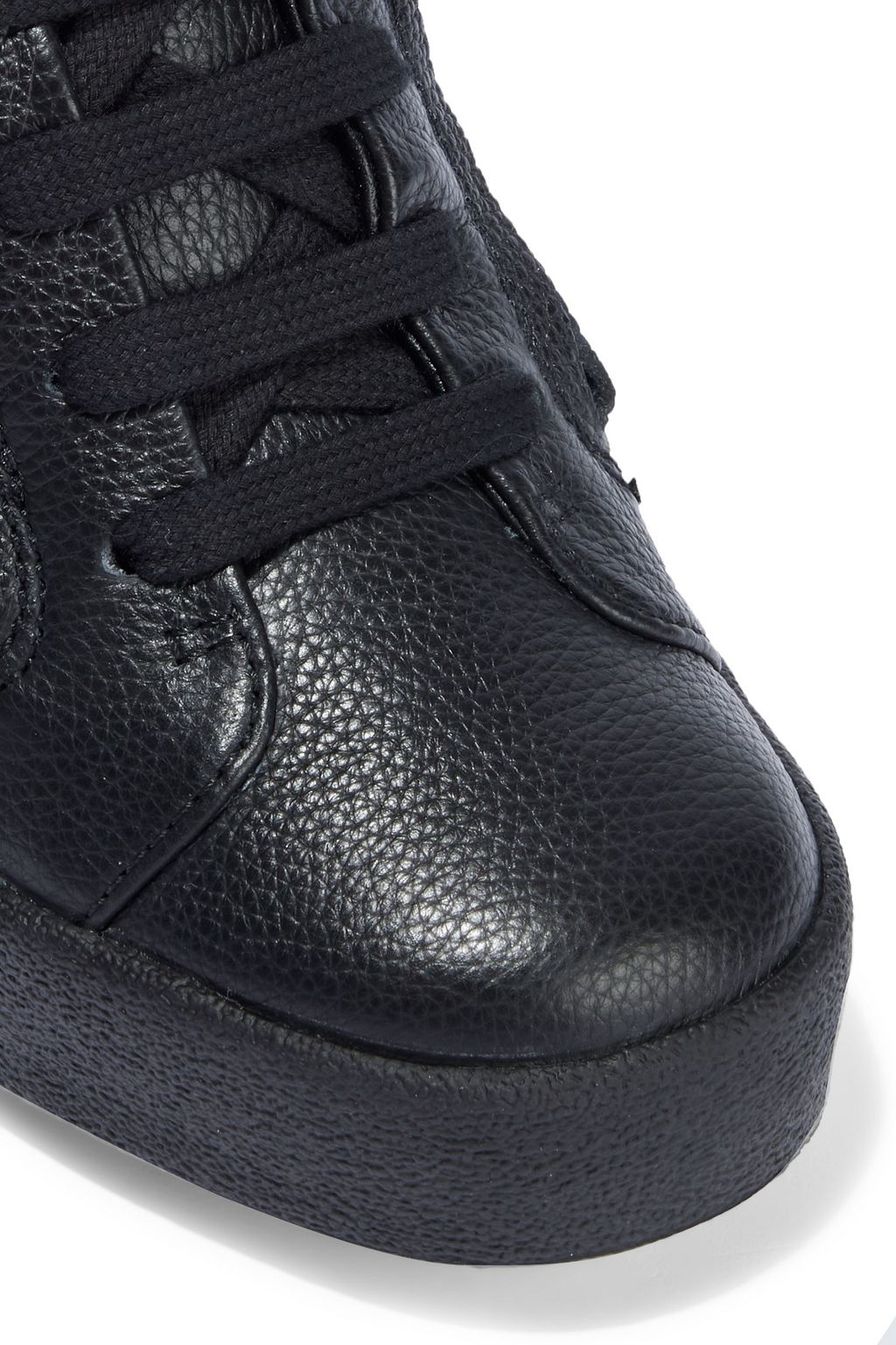 GIUSEPPE ZANOTTI Addy shearling-lined pebbled-leather wedge sneakers