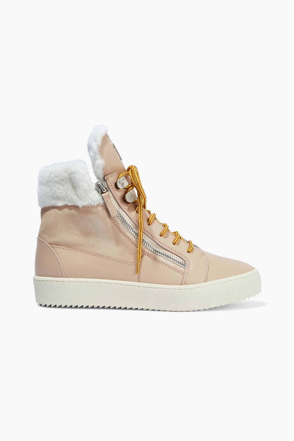 Blush Kriss zip-detailed shearling, suede and leather sneakers | Sale up to 70% off THE OUTNET | GIUSEPPE ZANOTTI | THE OUTNET