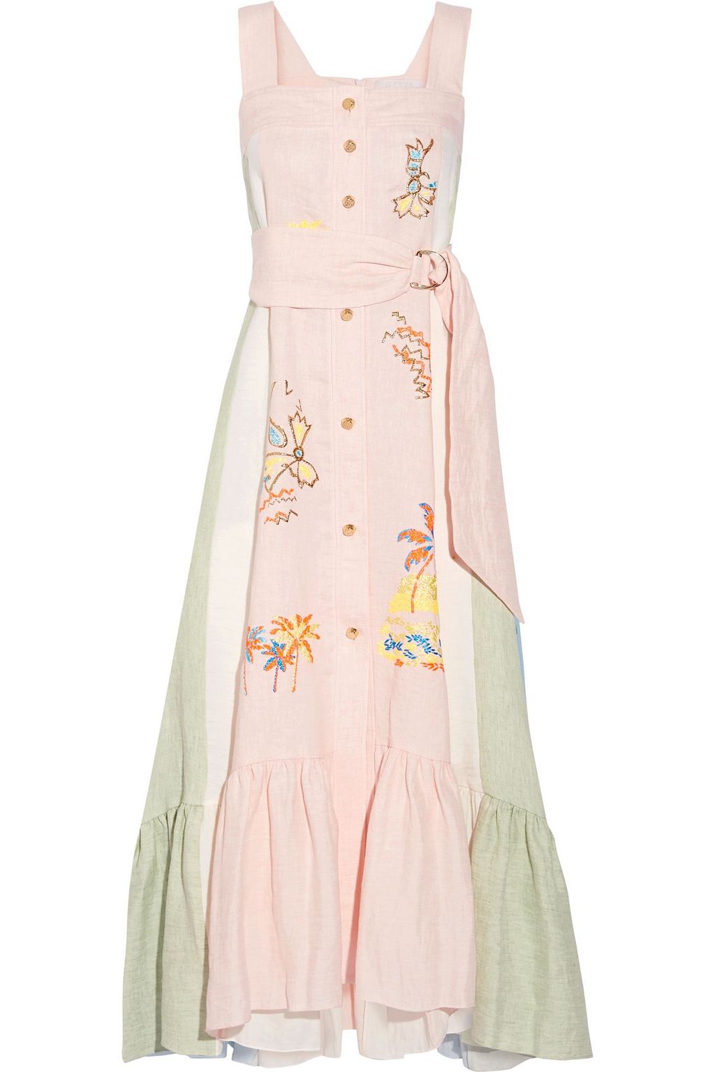 pink linen maxi dress