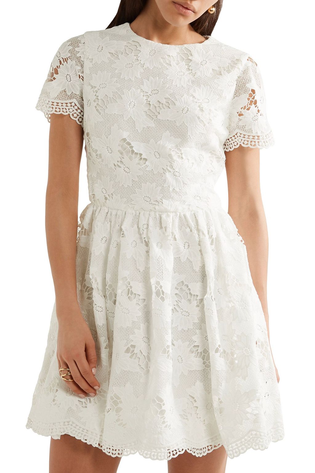 alice olivia white lace dress Alice + Olivia Anaya Lace Midi Shirtdress