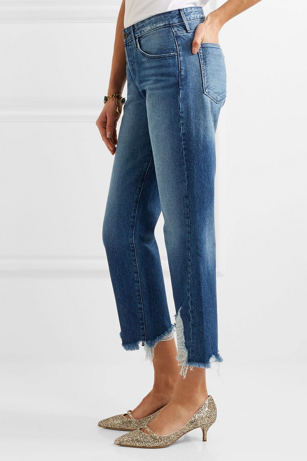 3X1 NYC Distressed high-rise boyfriend jeans