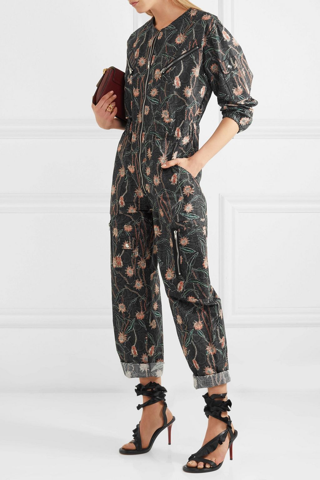 ISABEL MARANT Laney floral-print cotton and linen-blend jumpsuit