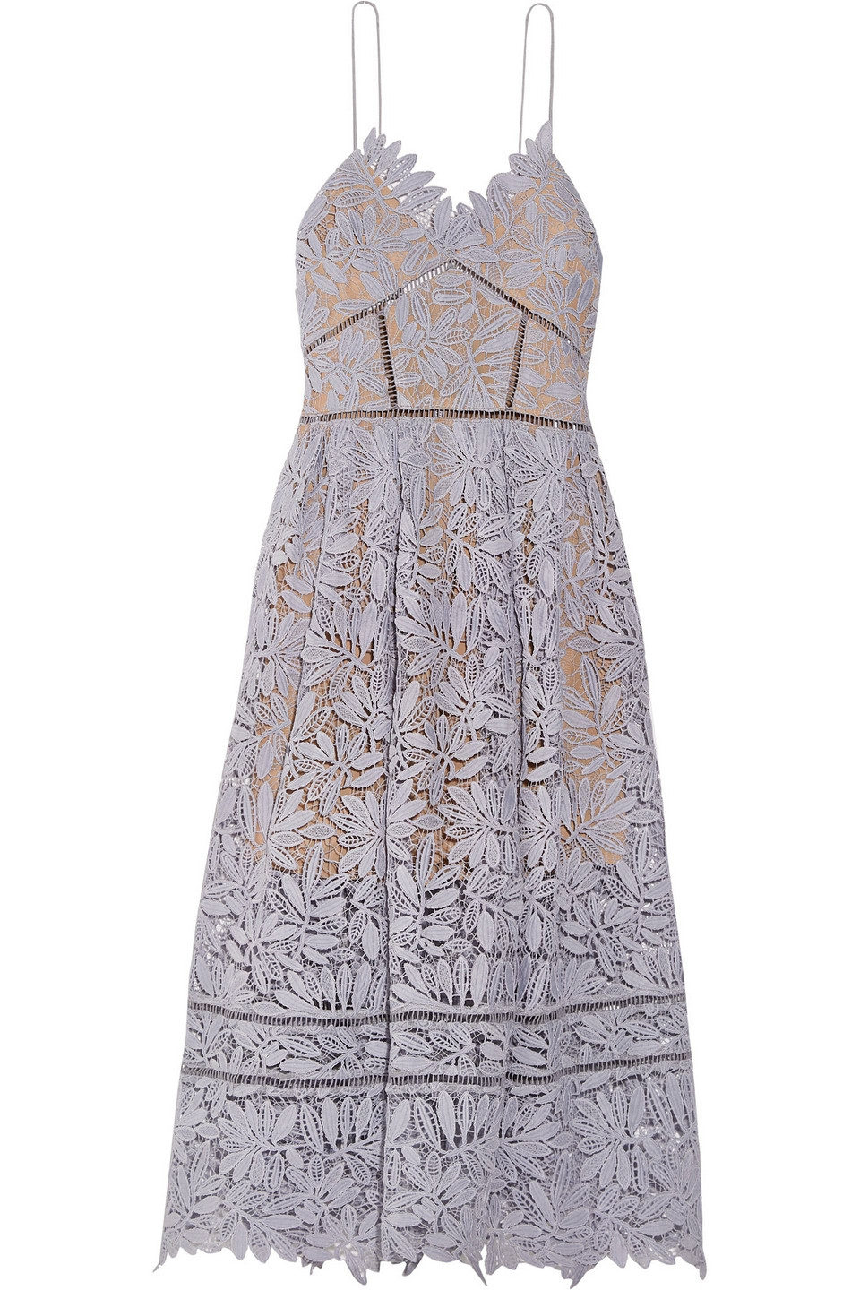 self-portrait - laelia guipure lace midi dress - purple - uk/au 6