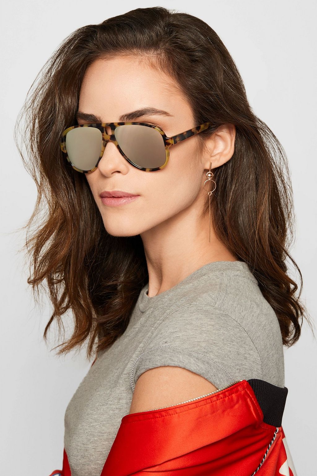 ACNE STUDIOS Hole verspiegelte Pilotensonnenbrille aus Azetat mit Schildpatt