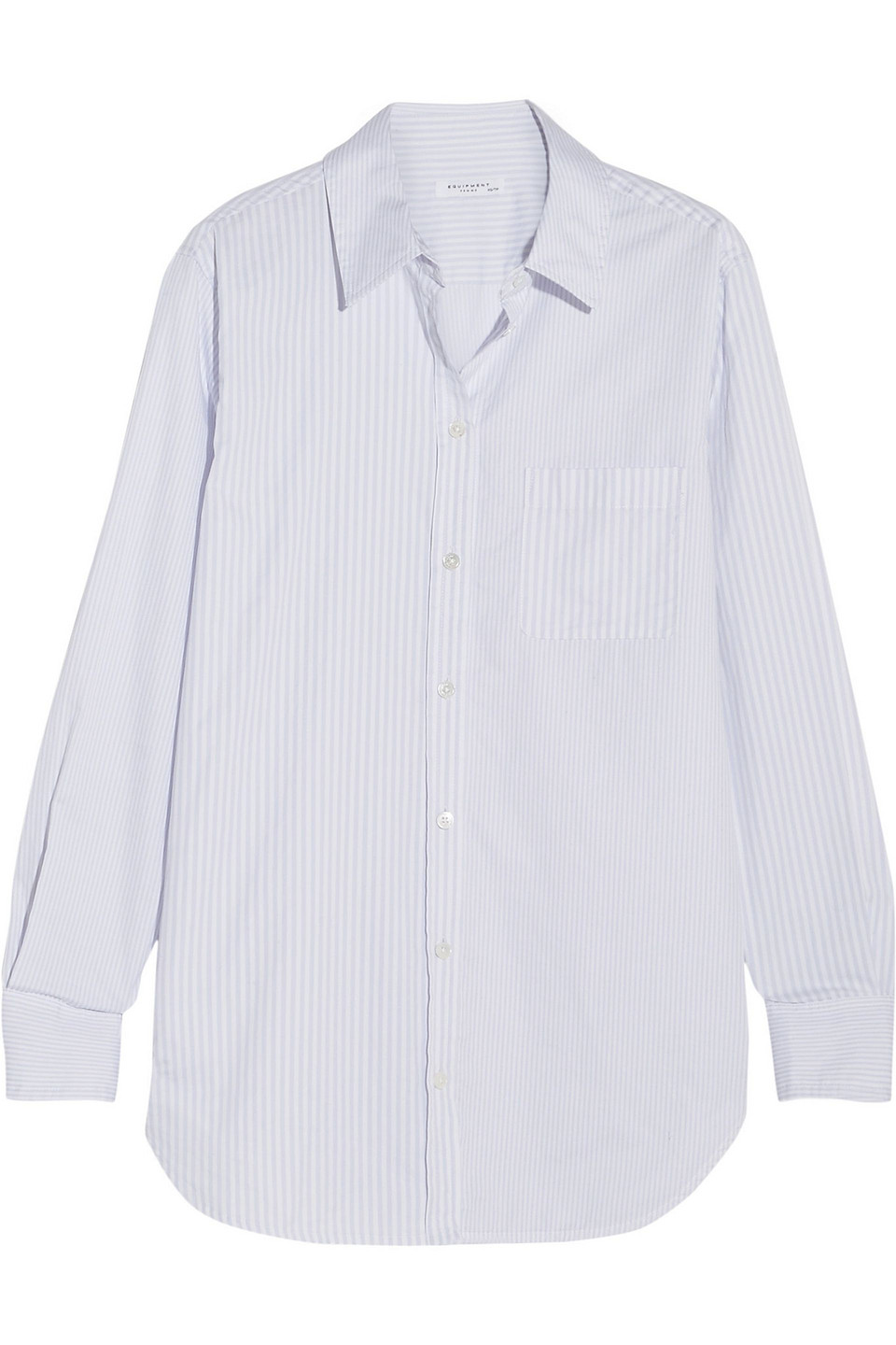 equipment - kenton striped cotton-poplin shirt - blue - m