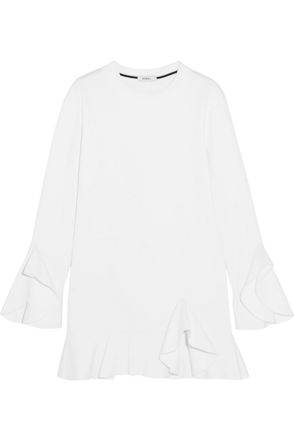 goen.j - ruffled cotton-jersey mini dress - white - s