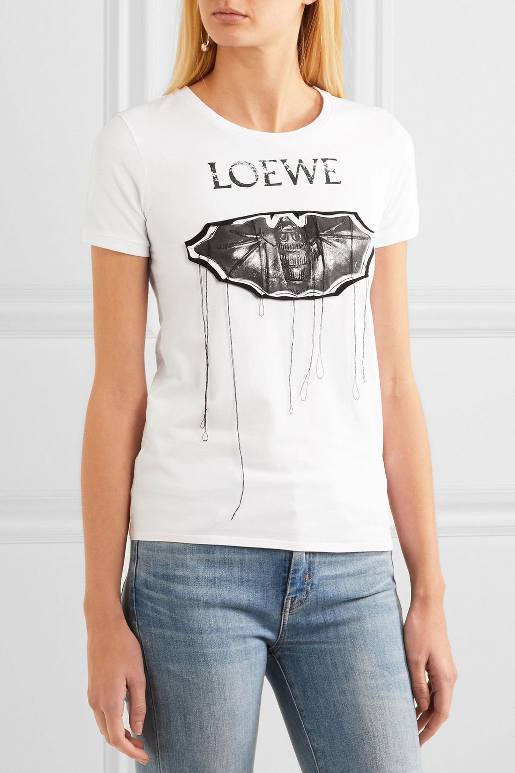 LOEWE Embroidered printed stretch-cotton T-shirt